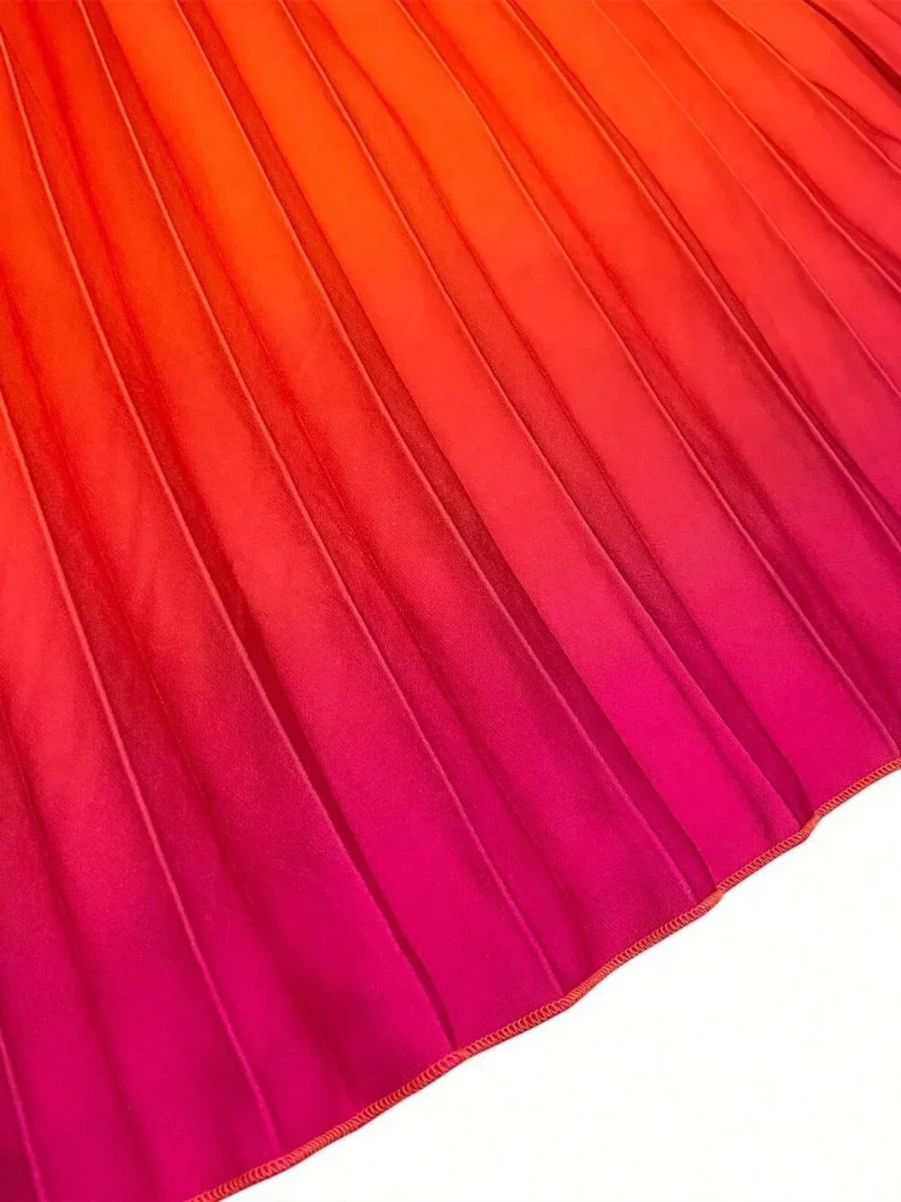 Orange Elegant Casual Women's Sleeveless Zipper Ombre Pleated Evening Dress - Picture 6 of 6